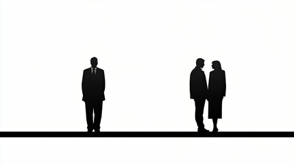 Solitude and Togetherness: A Black and White Silhouette Study of Human Connection and Isolation