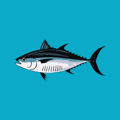 Obraz premium Tuna Fish Illustration on Blue Background
