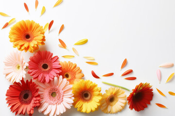 白背景にカラフルなガーベラのフレーム