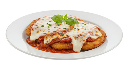 Deliciously baked dish topped with cheese and spicy sauce