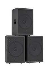 Obraz premium Triangular Stack of Black Concert Speakers in 3D render
