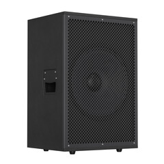 Single Black Subwoofer Cabinet with Mesh Front in 3D render