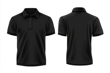 Blank black polo shirt mockup.  Front and back views