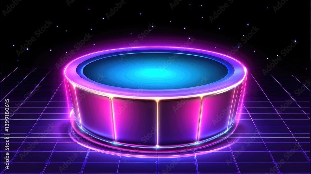 Poster a glowing d pie chart with metallic tones, hovering over a dark, grid-like background. the slices ex