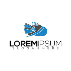 modern blue cloud combination house logo gradient inspiration