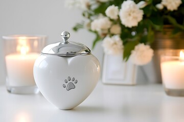 Elegant heart-shaped pet urn for remembrance.