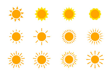シンプルな太陽のイラスト アイコンセット