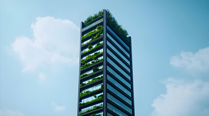 Modern Pixelated Skyscraper With Vertical Gardens