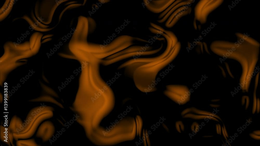 Poster fluid flowing animation in orange and black seamless loop