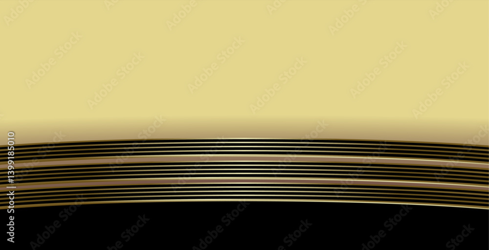 Aufkleber composition of empty space, curved lines and geometric abstract fields with gradations of gold, brow