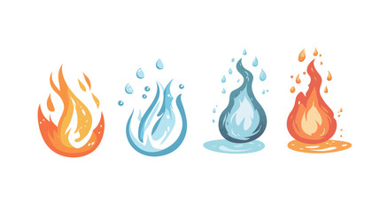 Fusion of Water and Fire – Abstract Elemental Vector Illustration