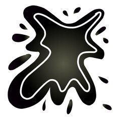 Abstract black shape with white outline and splashes, creating a dynamic visual effect