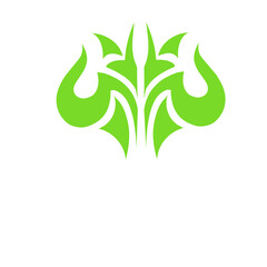 Abstract green logo design with organic shapes representing growth and nature in a minimalist style