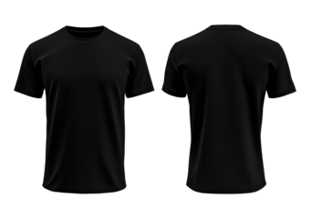 Blank black shirt mock up template, front and back view PNG