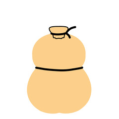 Simple cartoon character with a hat and belt, set against a plain background, illustrating minimalism