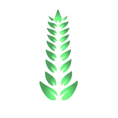 Stylized green leaf design with gradient shading on a white background, symbolizing nature and growth
