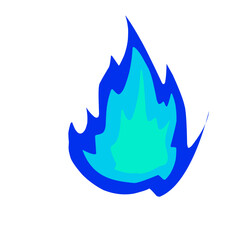 Vibrant blue and turquoise flame graphic symbolizing energy and creativity on a white background