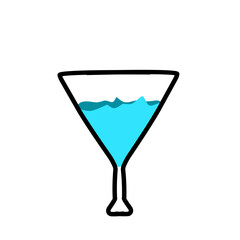 Vibrant blue cocktail in a stylish glass with a minimalist background and playful design elements