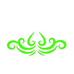 Naklejka premium Vibrant green ornamental design featuring intricate swirls and curves on a clean white background