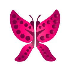 Vibrant pink butterfly illustration with decorative dots, symbolizing nature and beauty