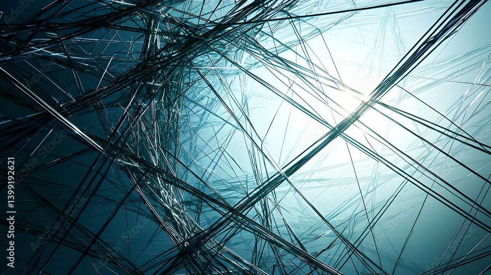 Poster abstract geometric pattern with intersecting lines and glowing light