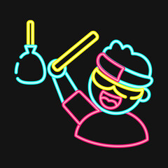  Icon water breaking competition. Indonesian independence day celebration elements. Icons in neon style. Good for prints, posters, etc.