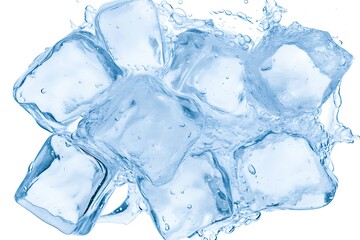 Ice Cubes Splashing Water