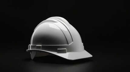 White Hard Hat on Black Background for Construction or Safety Use