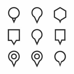 Minimalist Location Pin and Chat Icon Vector Set.