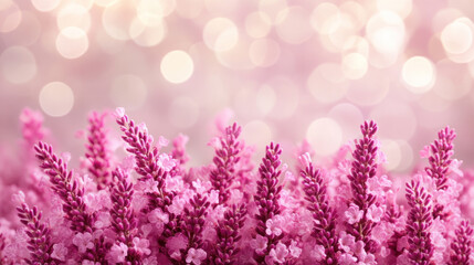 Obraz premium A beautiful field of pink flowers with a soft, blurry background. The flowers are a deep shade of purple, and they are arranged in a way that creates a sense of depth and movement