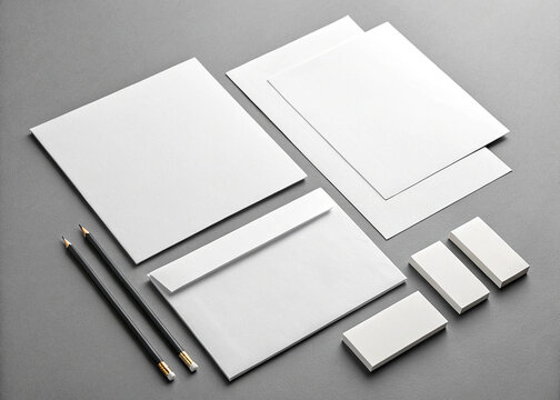 White stationery mockup branding identity presentation template design for business card