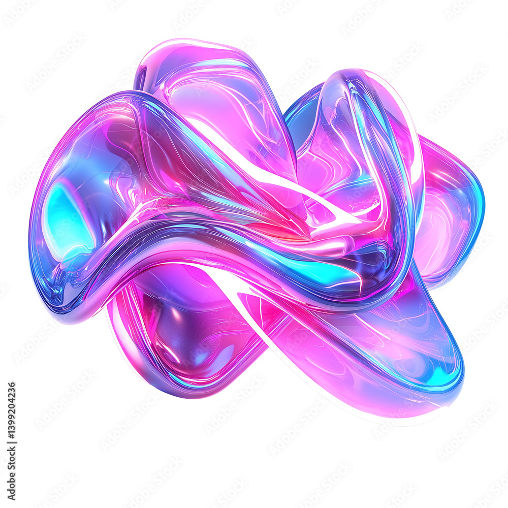 Aufkleber abstract iridescent fluid shape design element holographic background isolated on transparent backgr