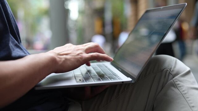 DevOps concept, software development, IT operations, agile programming, Concept with dev ops icon on computer screen and project manager, coder or sysadmin typing on keyboard, high software quality