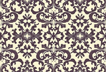 Obraz premium Elegant vintage damask watercolor tile pattern, perfect for fabric design, textile, texture