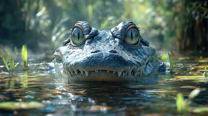 Obraz premium Spectacular Close-Up of a Caiman in its Natural Habitat