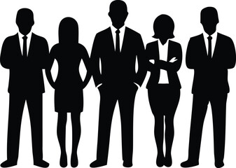 Business people silhouettes standing together as a team