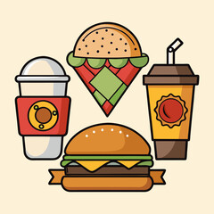vector illustration of a fast food set
