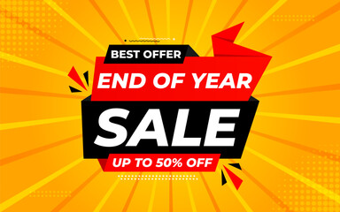 End of Year sale offer banner template. stock clearance background. end of year banner template design for web or social media, Sale special offer. abstract vector design.