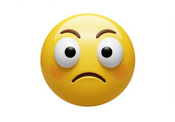 A yellow emoji with wide eyes and a downturned mouth expressing sadness or disappointment on white background