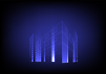 Abstract background with futuristic building tower