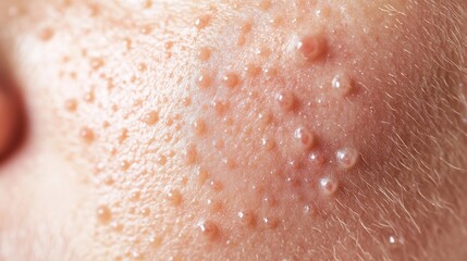 Fototapeta premium Close-up of skin with numerous small, raised bumps.