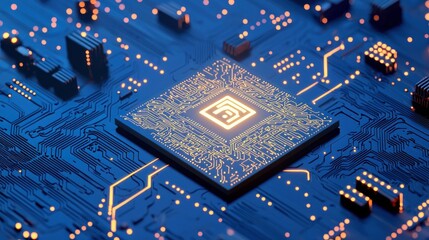 Illuminated Microchip Integrated Circuit Board Technology