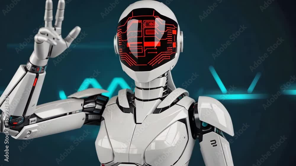 Aufkleber futuristic humanoid robot showcasing advanced technology and artificial intelligence in digital envi