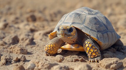 Obraz premium Magnificent Yellow-Footed Tortoise in its Natural Habitat