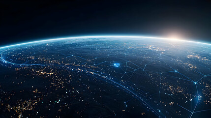 Obraz premium Global City Lights From Space At Sunrise