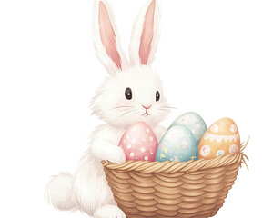 Fluffy White Bunny on transparent background