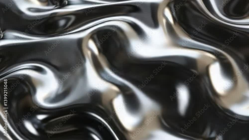 Poster abstract design of smooth, reflective surface with wavy patterns metallic texture that evokes fluidi