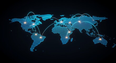 Global Network Connectivity Showing World Map with Connected Points