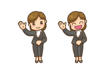 Fototapeta premium Cartoon Businesswoman Vector Illustration - Two Expressions