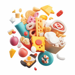 Bold and Playful 3D Food Icons for Marketing